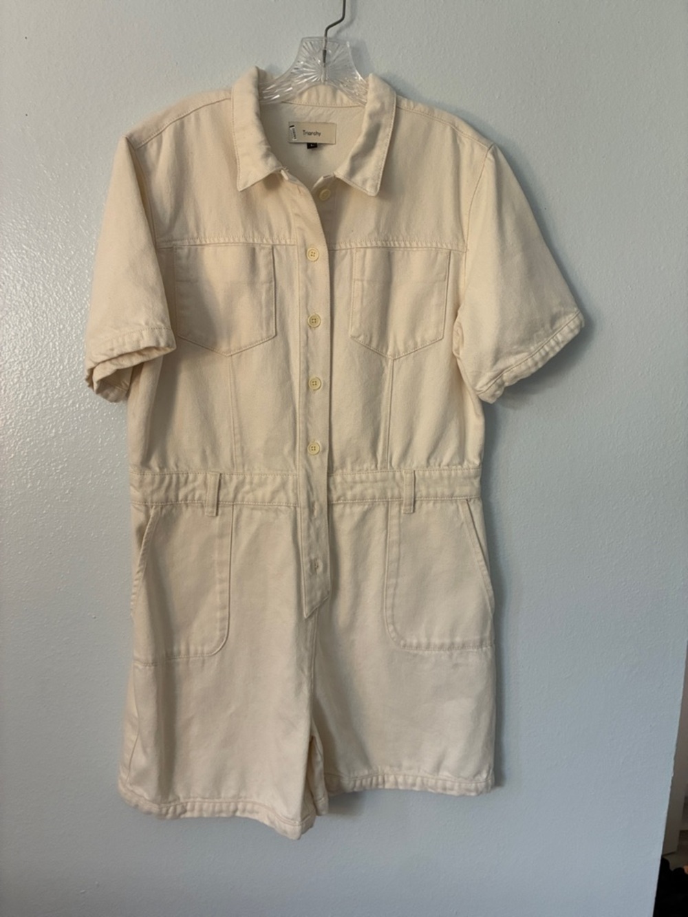Sanctuary Cream Short-Sleeve Utility Romper